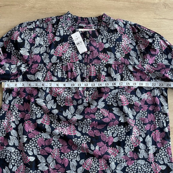 NWT Loft Leafed Smocked Button Blouse Cotton Size XL - Picture 8 of 12
